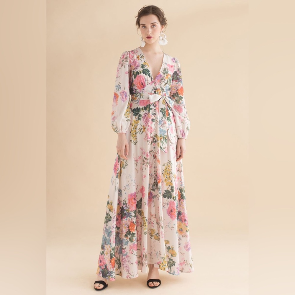 Chicwish Floral Long Sleeve Dress Size XS